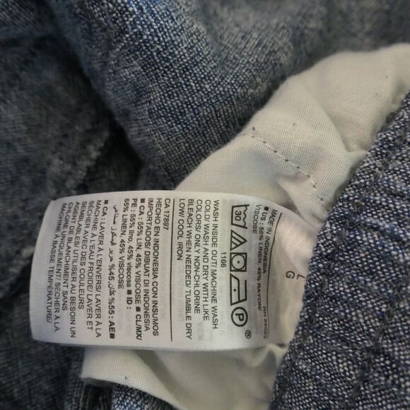 Old Navy Pants Womens L Blue Linen Blend Pull On Pockets Lightweight 34x 27 - Picture 10 of 11